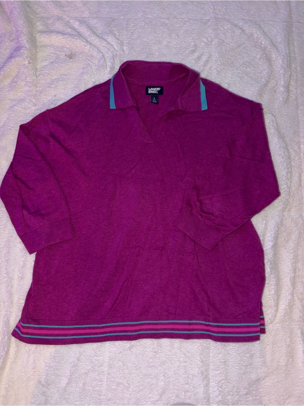 Lands' End Women's Raspberry Polo-Style Top
